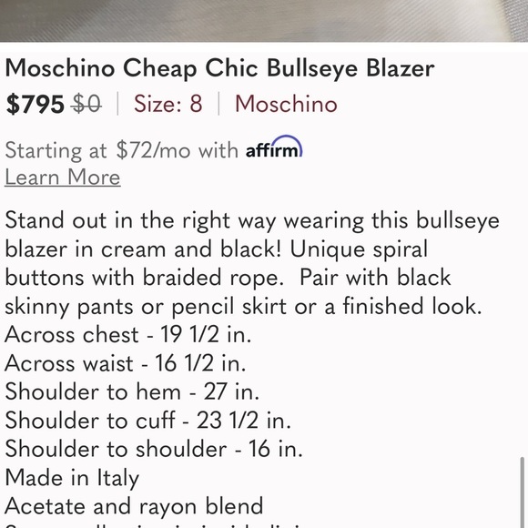 RARE IT46/8 Primavera Estate Moschino Cheap & Chic vintage blazer jacket couture - Picture 15 of 16